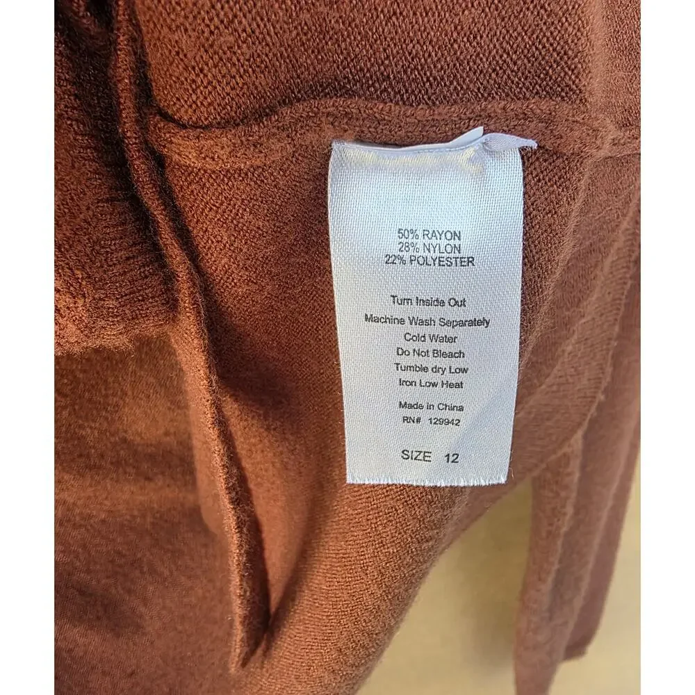 Btween Girls Rust Brown Knit Tie-Front Shrug Cropped Cardigan Sweater Size 12